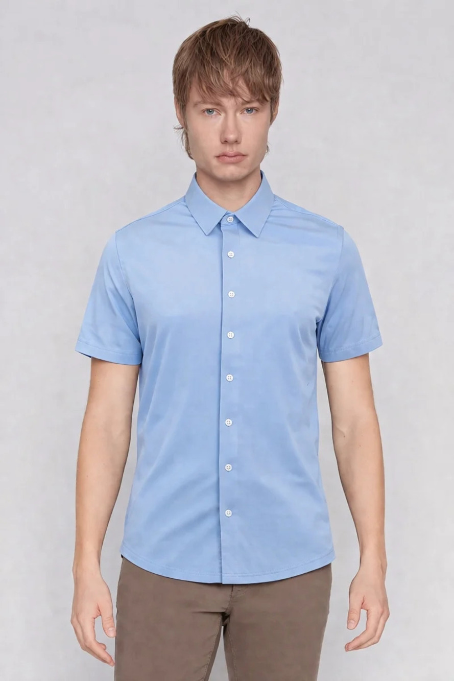 Projek Raw Light Blue Knit Short Sleeve Shirt/61718